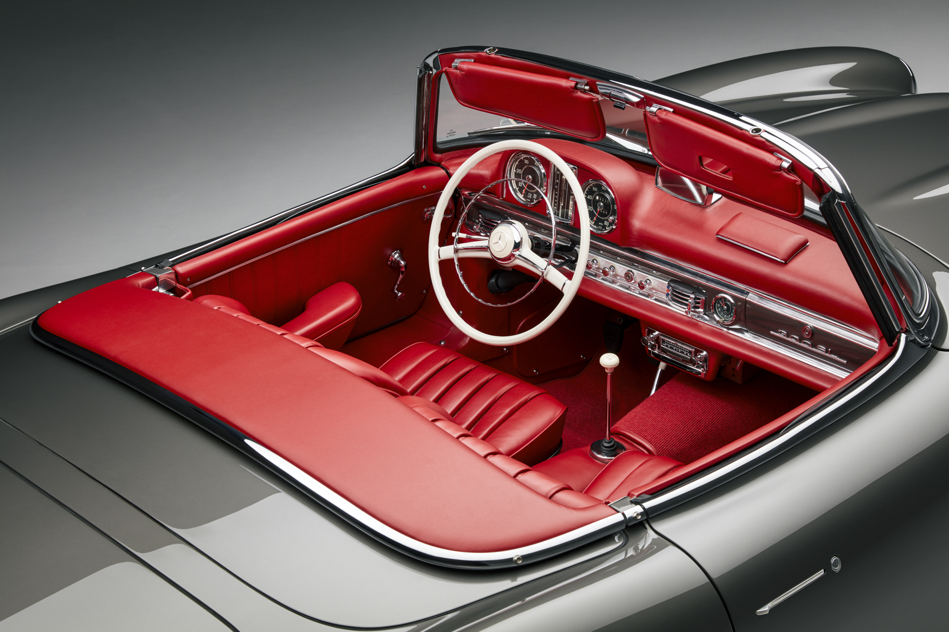 BANDAI - 萬代屋 赤箱733【メルセデス ベンツ219コンバーチブル水色】ブリキ【箱付】 Vintage Bandai Red Box 7 Mercedes -Benz 219 Convertible