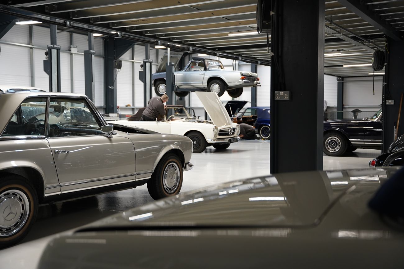 Classic Mercedes-Benz servicing at Hilton & Moss